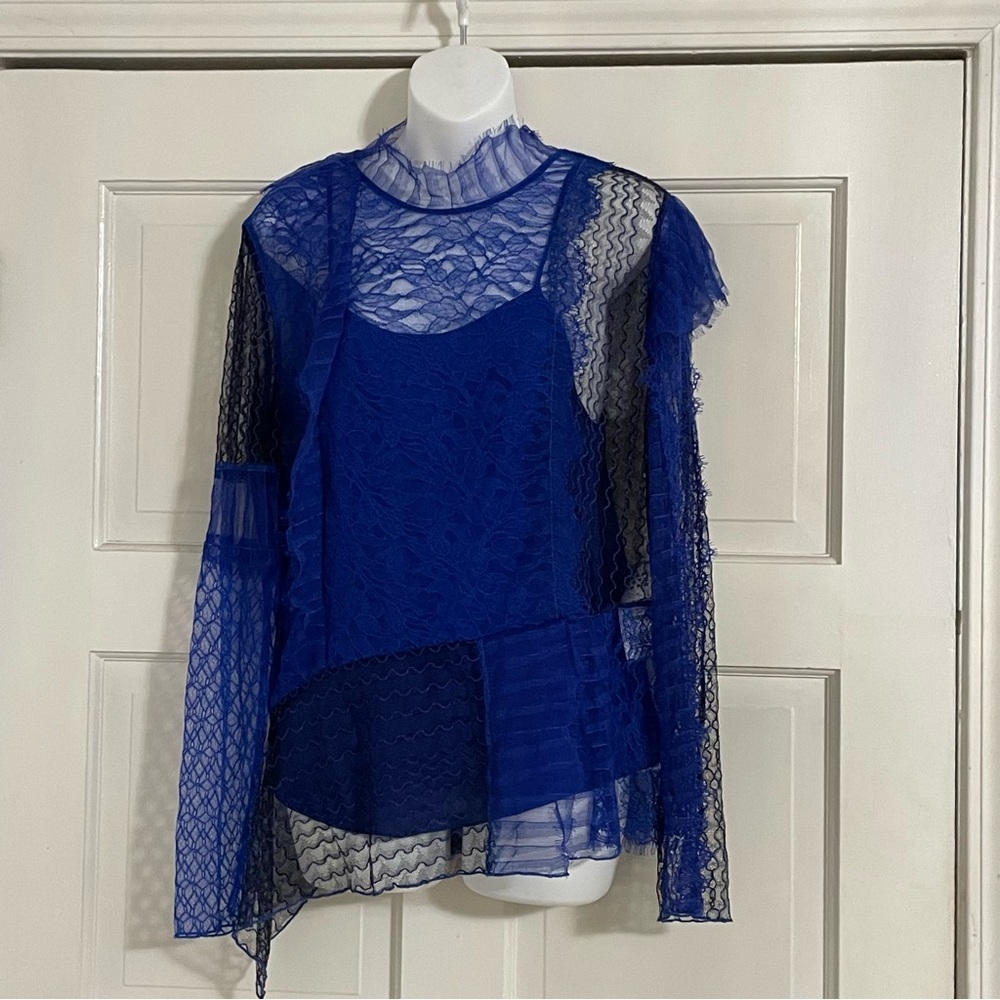 Phillip Lim 3.1 Blue‎ Lace Top with Silk Tank